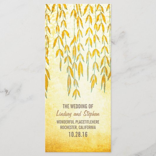 Willow Tree Branches Rustic Lights Wedding Program Programma (Voorkant)