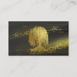 *~* Willow Tree Gold Dust Black Gold Glitter Visitekaartje