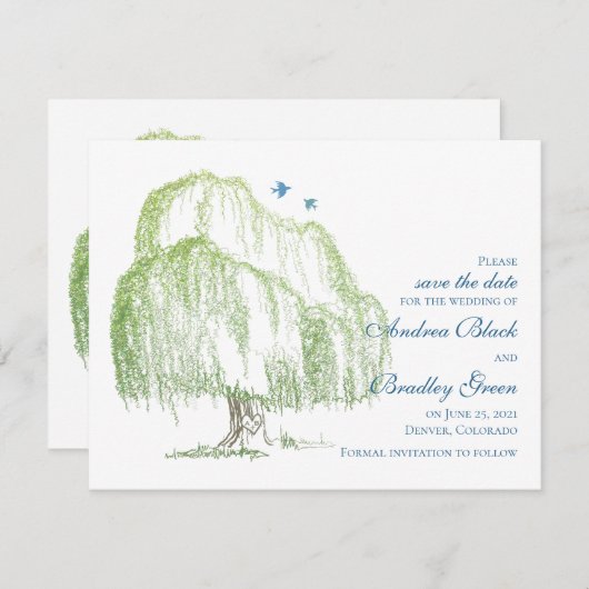 Willow Tree Wedding Enregistrer la date Faire-part (Devant / Derrière)