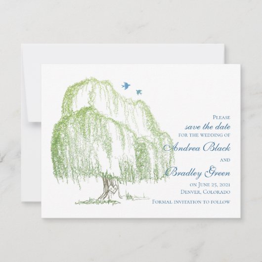Willow Tree Wedding Save the Date Notice (Voorkant)