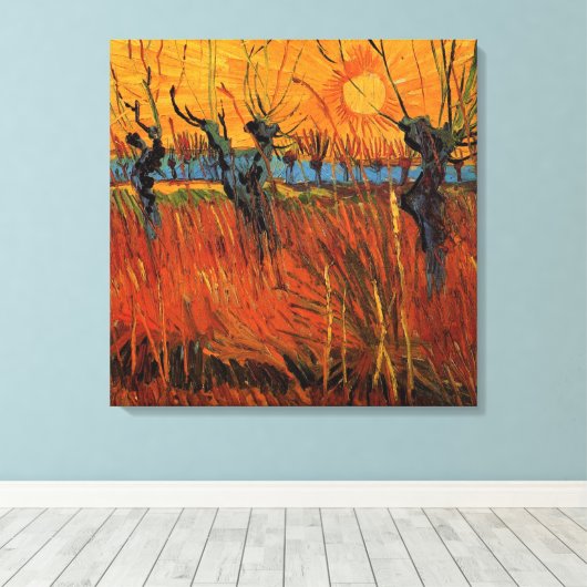 Willows at Sunset by Vincent van Gogh Canvas Afdruk (Insitu (Houten vloer))
