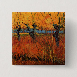 Willows at Sunset by Vincent van Gogh Vierkante Button 5,1 Cm