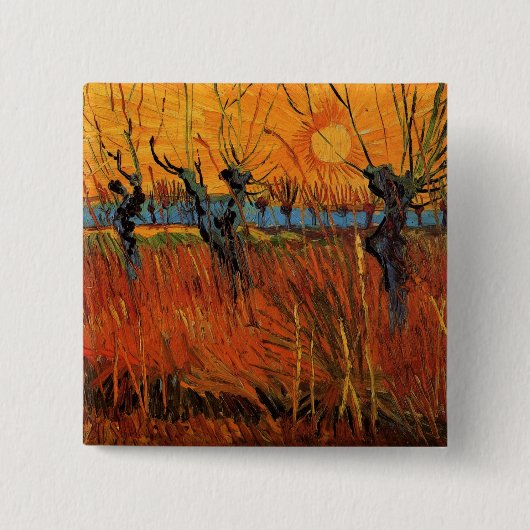 Willows at Sunset by Vincent van Gogh Vierkante Button 5,1 Cm (Voorkant)