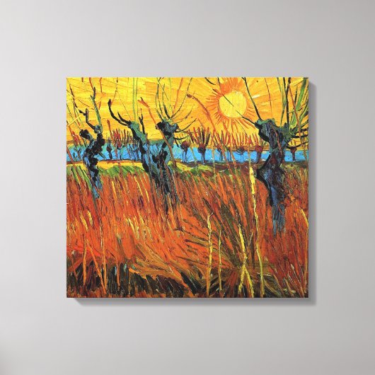 Willows at Sunset, Vincent van Gogh Canvas Afdruk (Voorkant)