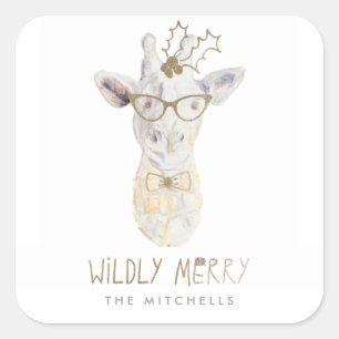 Willy Merry Giraffe Holiday Gift Label Sticker