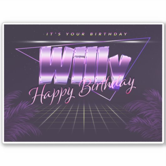 Willy Name Prénom lila retro Sticker (Devant)