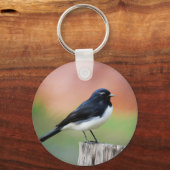 Willy Wagtail - Australische vogelkunst Sleutelhanger (Voorkant)