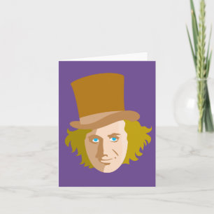 Willy Wonka Gesjabloneerd Gezicht Grafisch Notitiekaartje