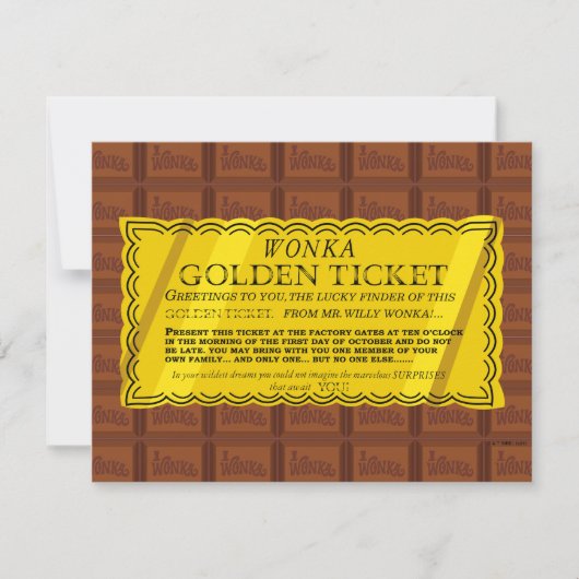 Willy Wonka Golden Ticket Notitiekaartje (Voorkant)