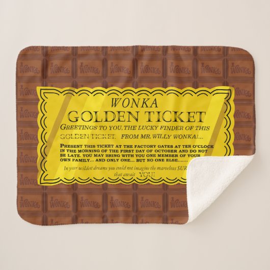 Willy Wonka Golden Ticket Sherpa Deken (Voorkant (horizontaal))