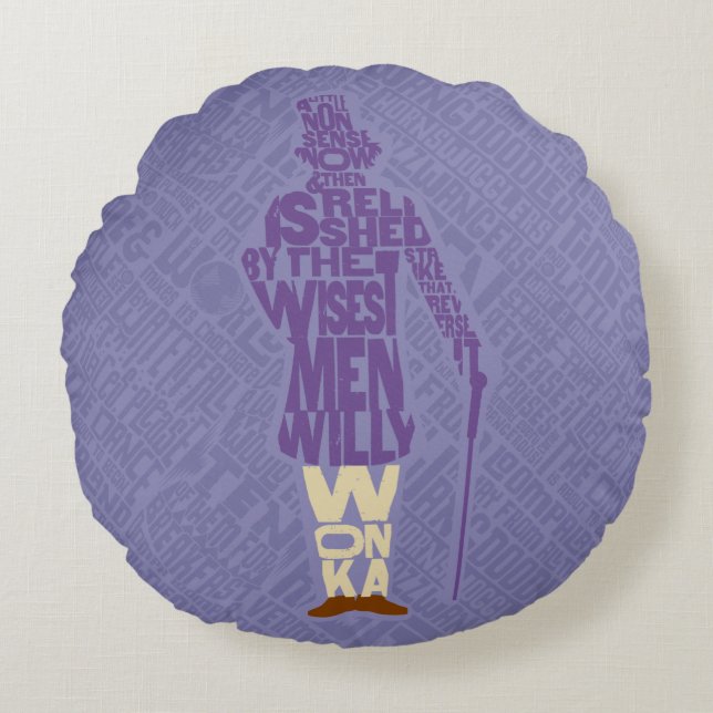 Willy Wonka Quote Silhouette Rond Kussen (Voorkant)
