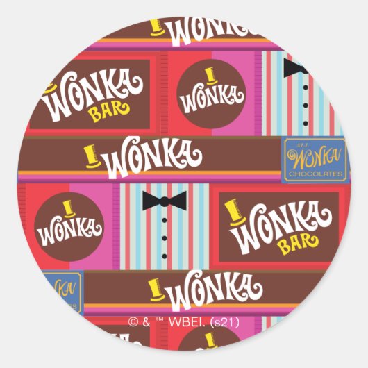 Willy Wonka Snoep Pattern Ronde Sticker (Voorkant)