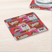 Willy Wonka Snoep Pattern Vierkante Kartonnen Onderzetter (Schuin)