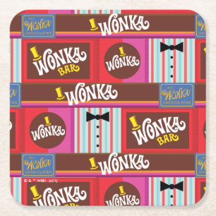 Willy Wonka Snoep Pattern Vierkante Kartonnen Onderzetter