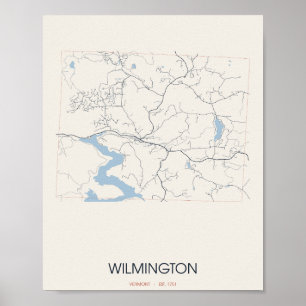 Wilmington, carte de rue poster du Vermont – Fondé