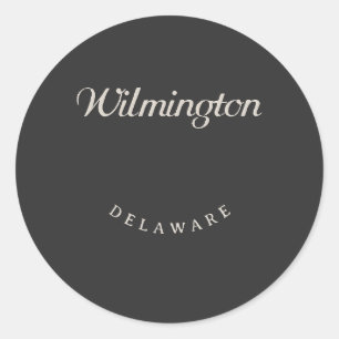 Wilmington Delaware White Font Ronde Sticker