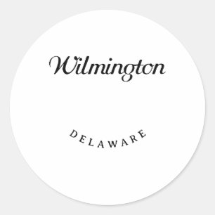 Wilmington Delaware Zwart Lettertype Ronde Sticker