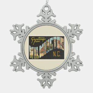 Wilmington North Carolina NC Old  Briefkaart- Tin Sneeuwvlok Ornament