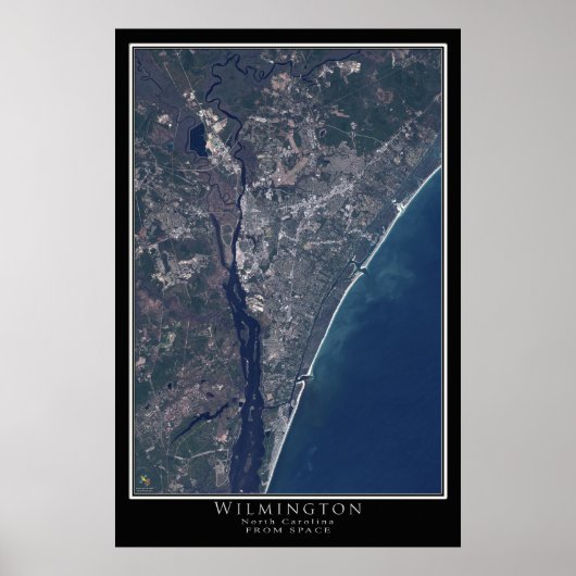 Wilmington North Carolina Satellite Poster Map (Devant)