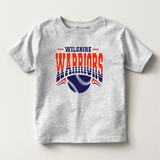 Wilshire Warriors Navy Baseball Logo Kinder Shirts (Voorkant)