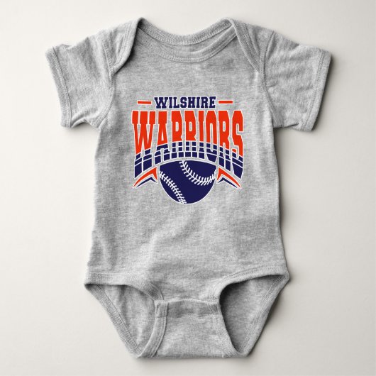 Wilshire Warriors Navy Baseball Logo Romper (Voorkant)