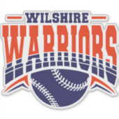 Wilshire Warriors Navy Baseball Logo Sticker (Voorkant)