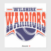 Wilshire Warriors Navy Baseball Logo Sticker (Vel)