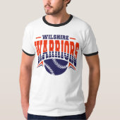 Wilshire Warriors Navy Baseball Logo T-shirt (Voorkant)