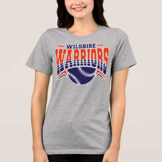 Wilshire Warriors Navy Baseball Logo Tri-Blend Shirt (Voorkant)