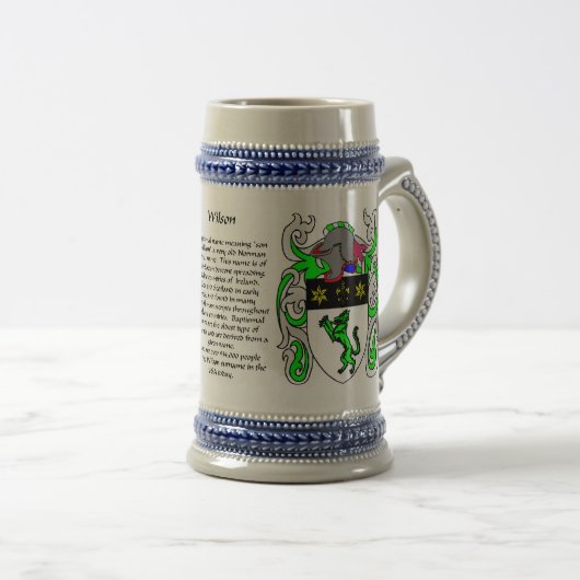 Wilson Family Crest Stein Bierpul (Voorkant rechts)
