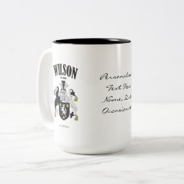 Wilson Family Crest, Vertaling & Betekenis Tweekleurige Koffiemok