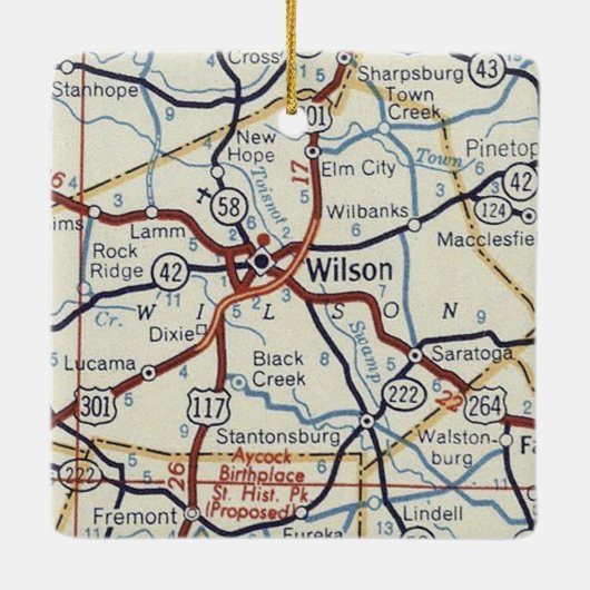 Wilson NC Map Keramisch Ornament (Achterkant)