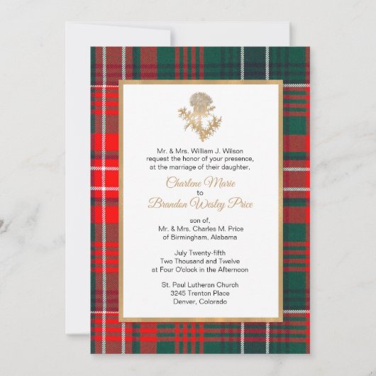 Wilson Plaid Thistle Faire-part de mariage (Devant)