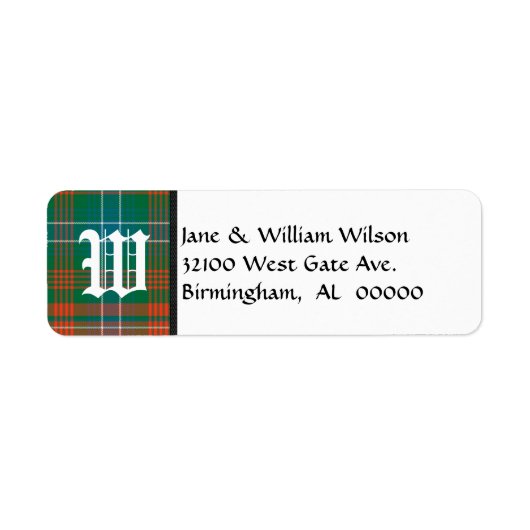 Wilson Tartan Plaid Monogram Étiquettes de adresse (Devant)