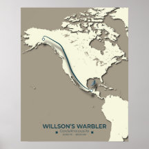 Wilson's Warbler-migratiekaart - minimalistisch