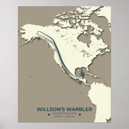 Wilson's Warbler-migratiekaart - minimalistisch Poster
