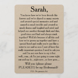 Wilt u alstublieft mijn bruidsmeisje zijn? Aangepa Kaart