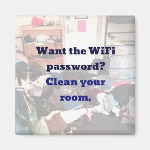 Wilt u het WiFi-wachtwoord?  Reinig uw Room magnee Magneet