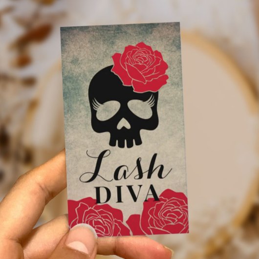 Wimper Extensions Beauty Floral Skull  Visitekaartje