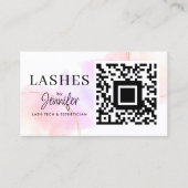Wimper Extensions QR Code Waterverf Roze Goud Visitekaartje (Voorkant)