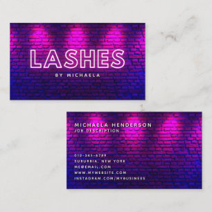 Wimper/Lash Extensions Modern Roze Neon & Bricks Visitekaartje