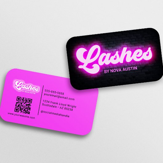 Wimper Tech Glam Esthetische Heet Roze QR Code Visitekaartje