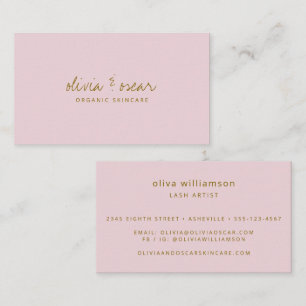 Wimperartiest Roze Goud Handgeschreven Modern Visitekaartje