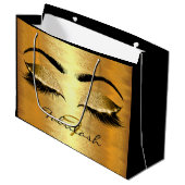 wimpers bruids ogen gouden glitter naam monogram groot cadeauzakje (Voorkant Gekanteld)