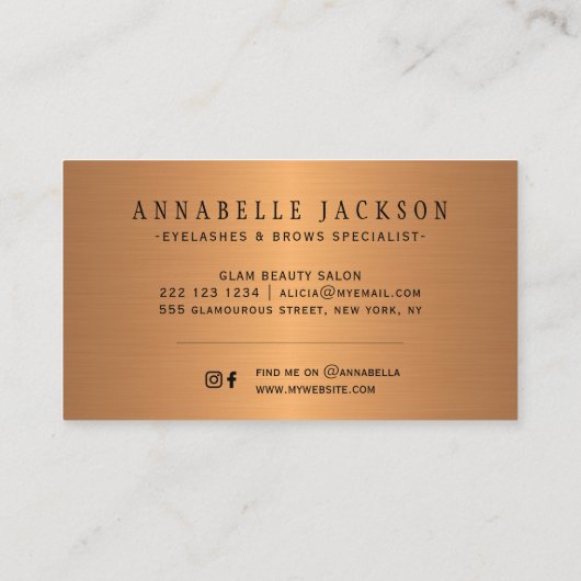 Wimpers en wenkbrauwen diensten glam zwart goud sa visitekaartje (Achterkant)