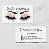 Wimpers en wenkbrauwen - Perzik Roos Glitter Visitekaartje (Voorkant / Achterkant)