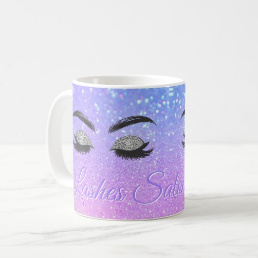 Wimpers en wenkbrauwen studio sparkle glitter ombr koffiemok (Voorkant links)