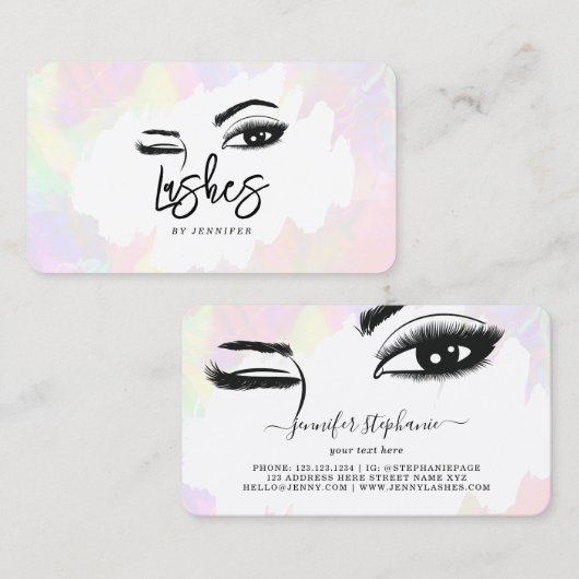 Wimpers Eyes Brows Roos Holografische Pastel Uniqu Contactkaartje (Voorkant / Achterkant)