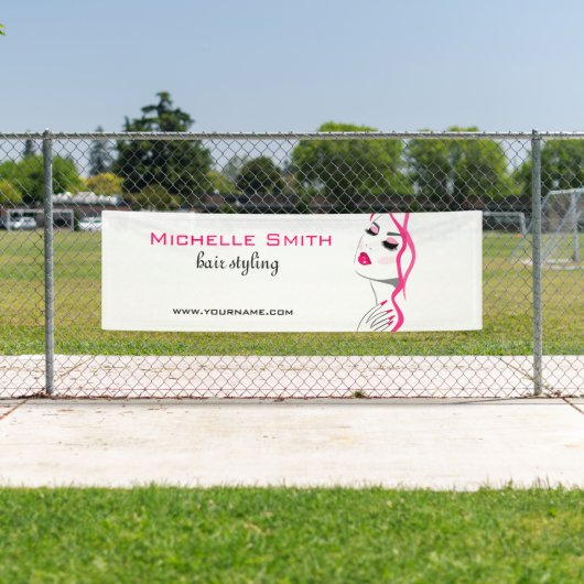 Wimpers Manicure Haar Roze Meisje Beauty Branding Spandoek (Insitu)