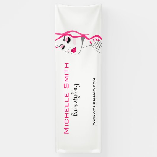 Wimpers Manicure Haar Roze Meisje Beauty Branding Spandoek (Verticaal)